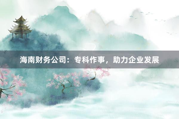 海南财务公司：专科作事，助力企业发展